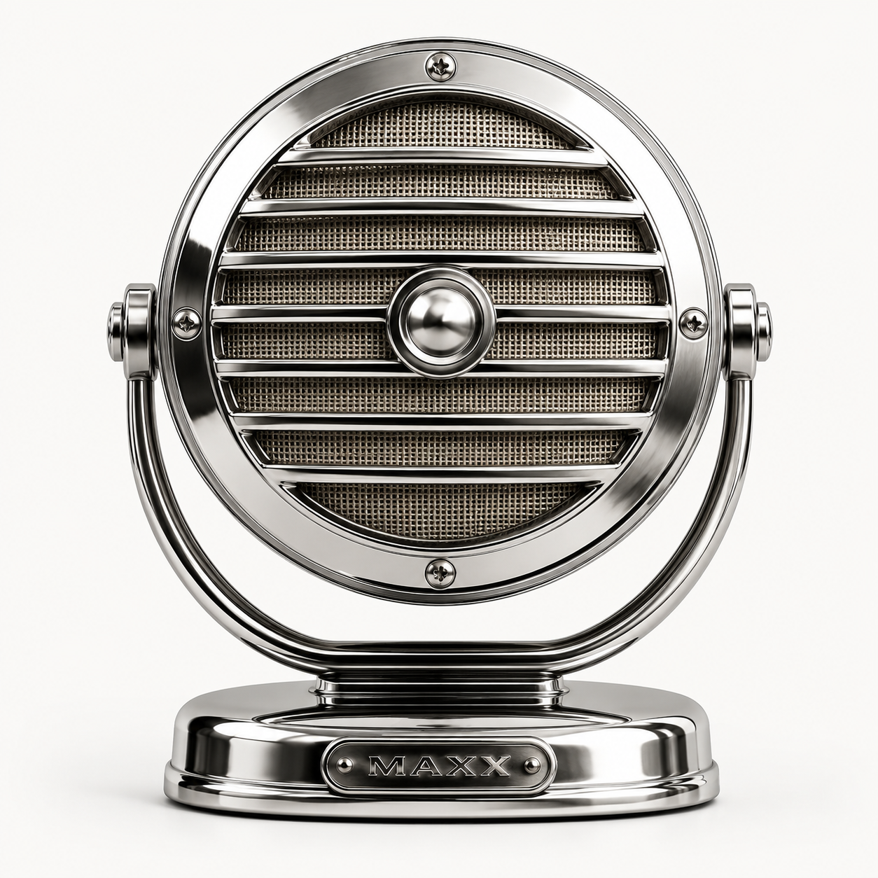 Chrome studio microphone, the MAXX Labs mark